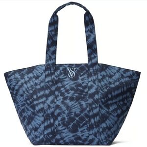 NWT! VICTORIA'S SECRET MULTI-COLORED LARGE BLUE CARRYALL TOTE